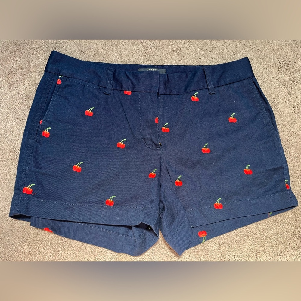 J.Crew women’s size 4 chino shorts, navy blue with cherries